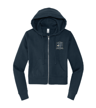Alma Fuerte Womens Crop Zip-up sweater | Navy