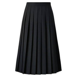 Girls Solid Pleated Black Skirt Ankle Length