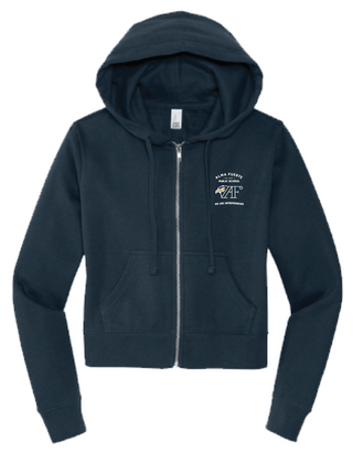 Alma Fuerte Womens Crop Zip-up sweater | Navy