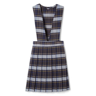 Girl French Toast V-Neck Pleated Navy Plaid Jumper