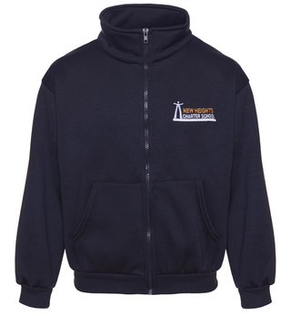 New Heights Charter School No Hood Zip-Up Sweater